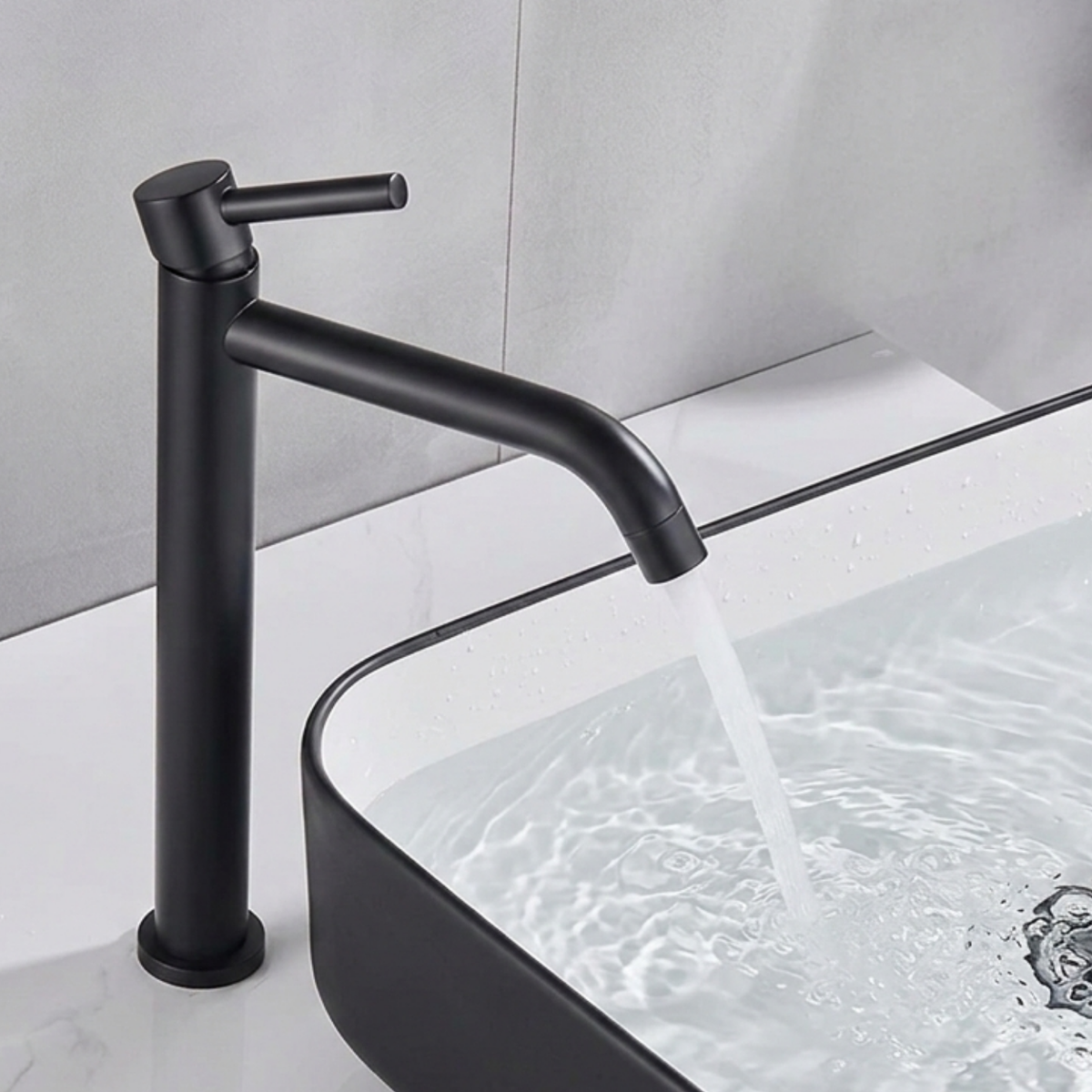 Milltown Bathroom Basin Faucet installed — White finish angle view | Casa Norex