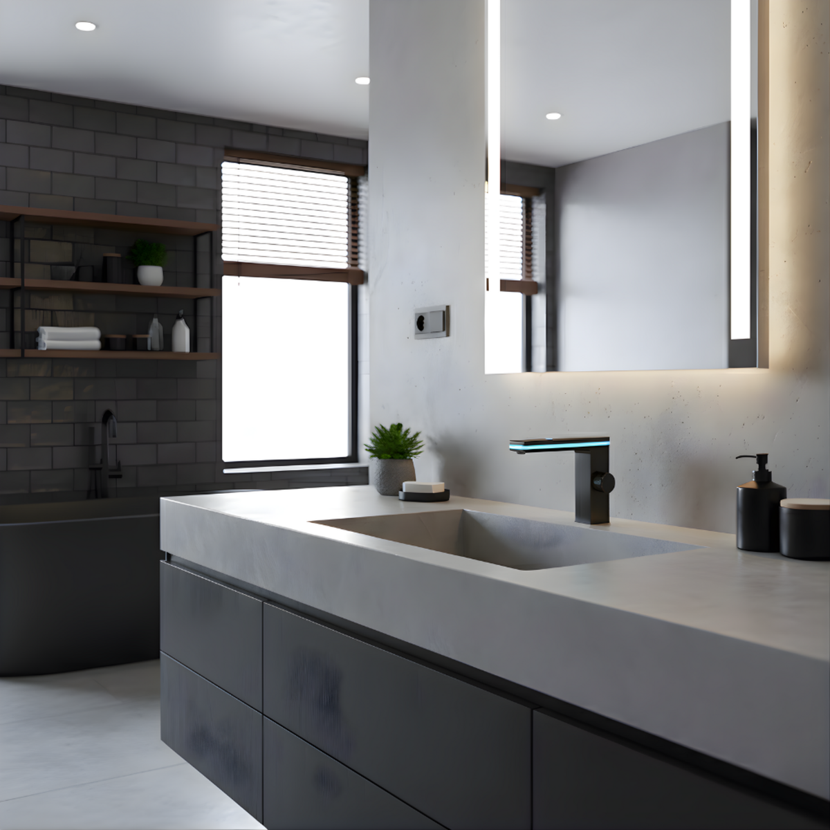 Celsiq Bathroom Basin Faucet in bathroom vanity setting — Digital LED Display | Casa Norex