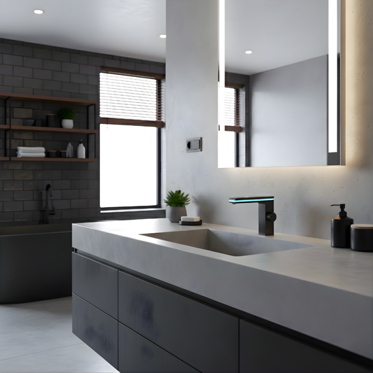 Celsiq Bathroom Basin Faucet in bathroom vanity setting — Digital LED Display | Casa Norex
