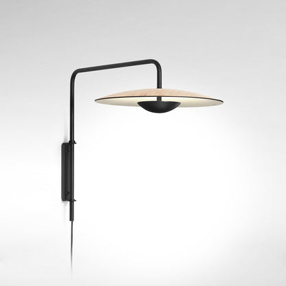 Ginger slim LED plug-in wall lamp cymbal aluminum woodgrain black | Casa Norex
