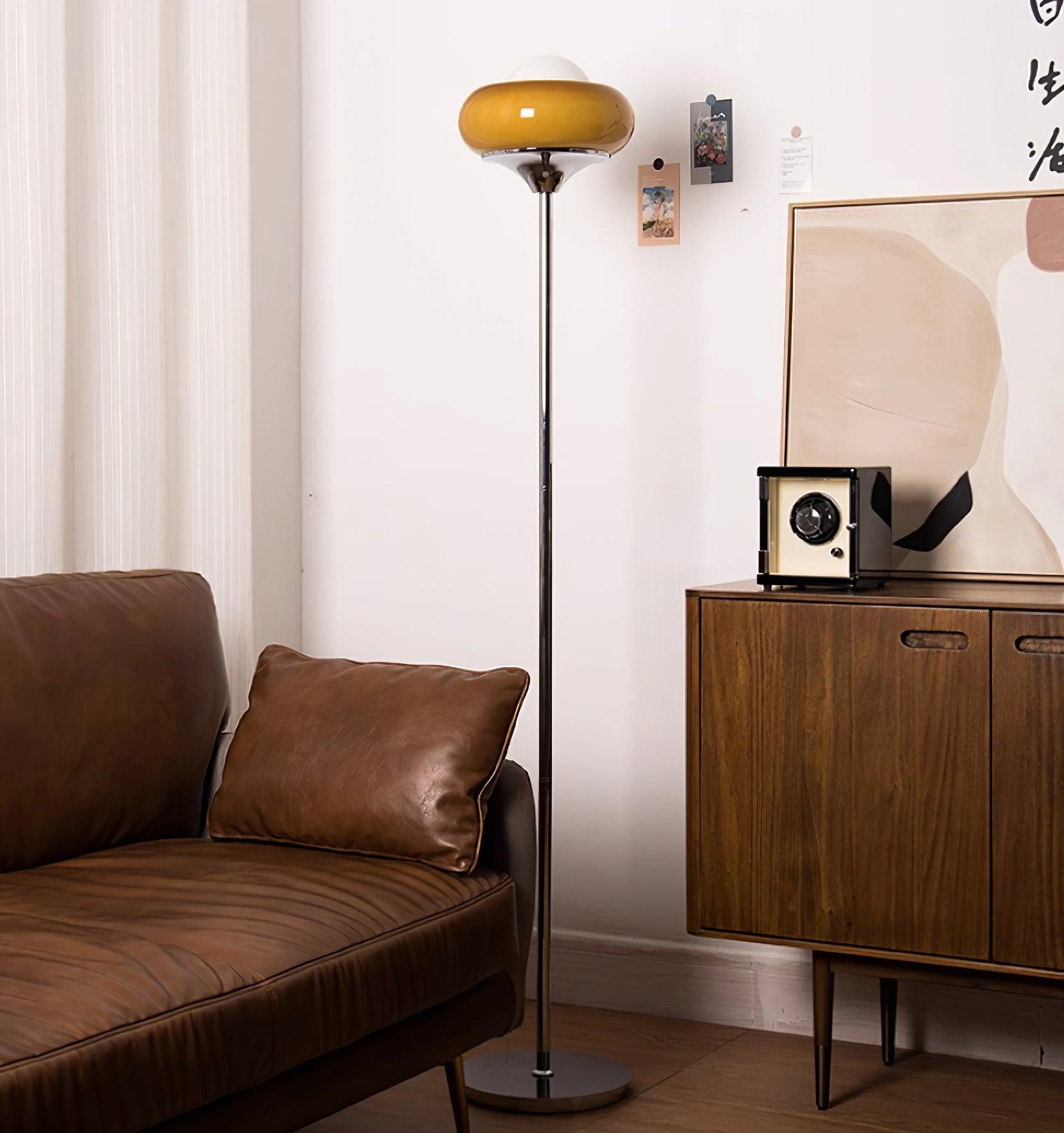 Guzzini floor lamp in living room - space-age design - Casa Norex