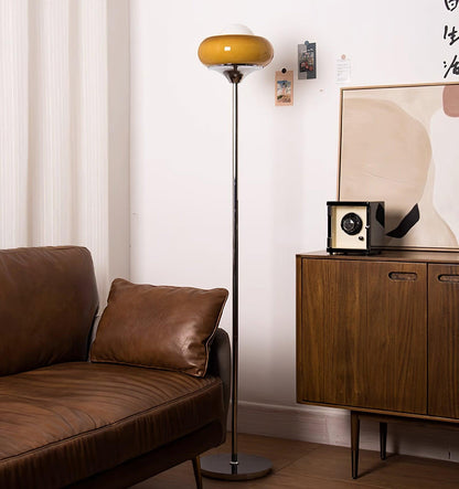 Guzzini floor lamp in living room - space-age design - Casa Norex