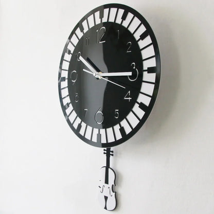 Piano & Violin Pendulum Wall Clock close-up of the swinging violin | Casa Norex