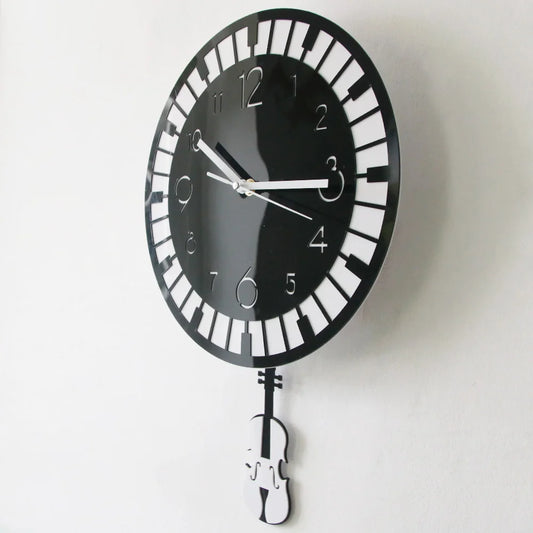 Piano & Violin Pendulum Wall Clock close-up of the swinging violin | Casa Norex