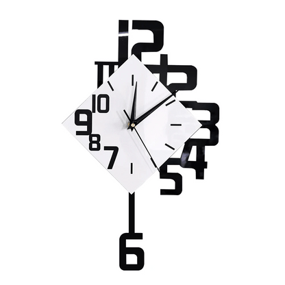 Swinging Numeral Pendulum Wall Clock — abstract 26cm acrylic dial | Casa Norex