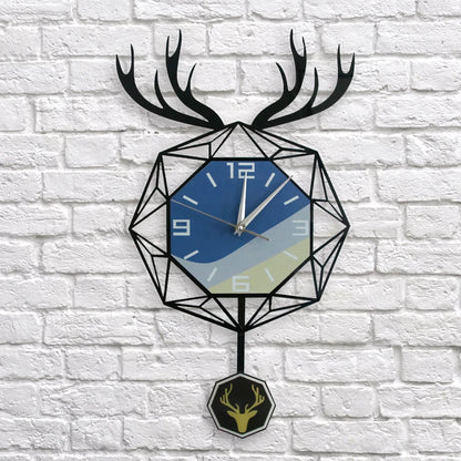 Deer Horn Pendulum Wall Clock rear-hook mounting hardware | Casa Norex