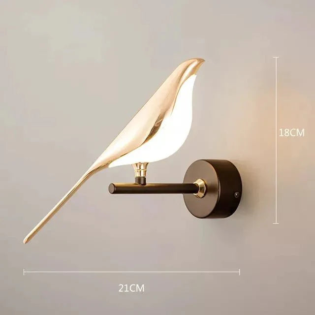 Bird-inspired sconce angle view — Casa Norex