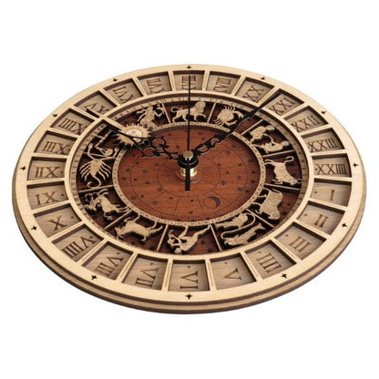 12 Constellations Wooden Wall Clock