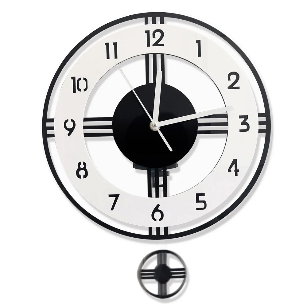 Minimalist Pendulum Wall Clock — abstract 38x30cm face | Casa Norex
