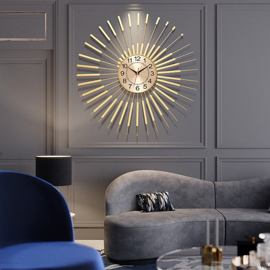 Gold Spiral Wall Clock mounted on wall showing 24-inch scale
