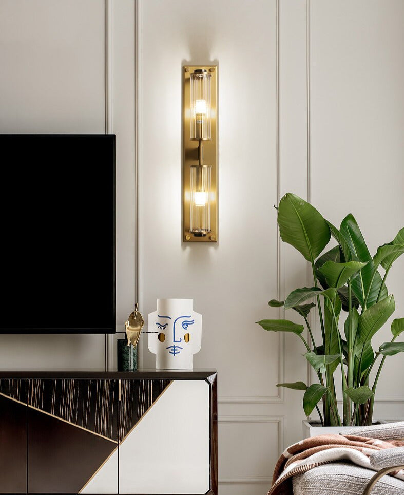 Tereza wall sconce in hallway - copper elegance installed - Casa Norex