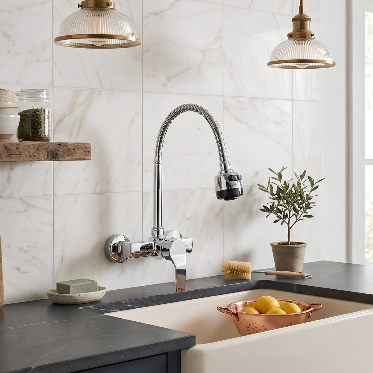 Millcross Wall-Mounted Kitchen Faucet — 2-hole wall-mount installation | Casa Norex