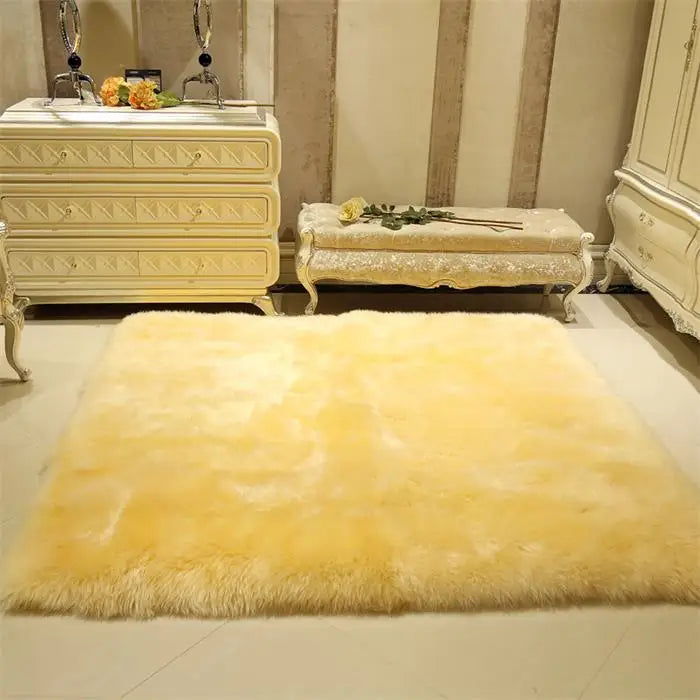 Pure wool shag rug in yellow colorway | Casa Norex