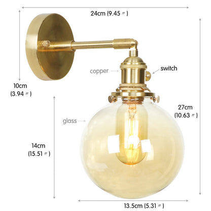 Textured glass shade detail - retro copper sconce by Casa Norex
