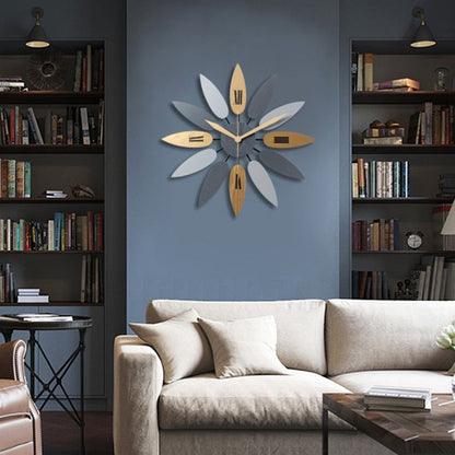 Nordic Wooden Leaf Wall Clock