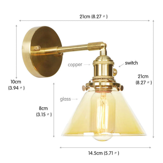Retro copper wall sconce smooth glass shade | Casa Norex