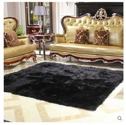 Pure wool shag rug in black colorway | Casa Norex