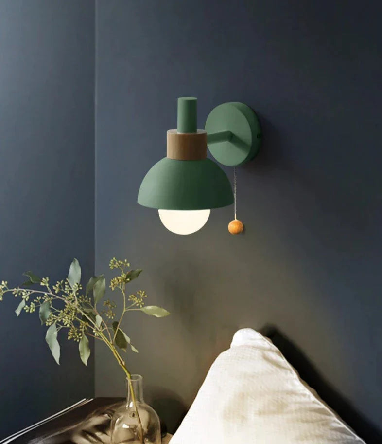 Nordic pull switch sconce installed - reading nook accent - Casa Norex