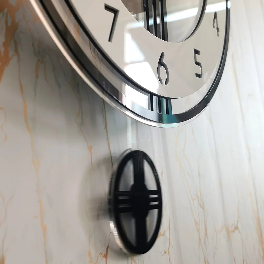 Minimalist Pendulum Wall Clock silent quartz movement detail | Casa Norex