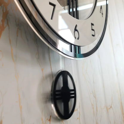 Minimalist Pendulum Wall Clock silent quartz movement detail | Casa Norex