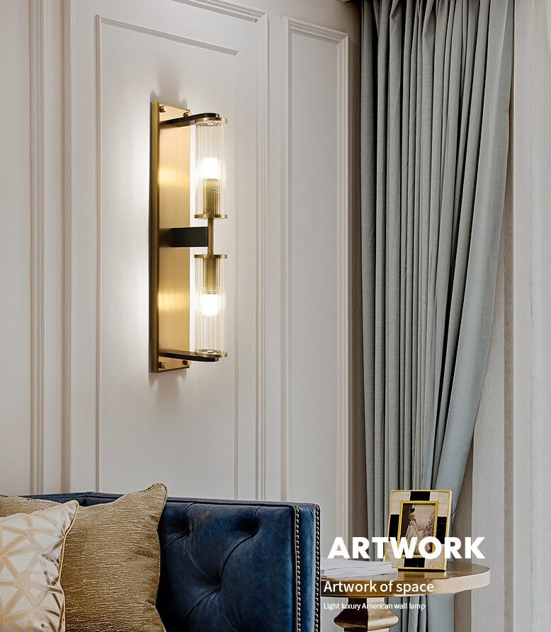 Tereza column sconce light on - warm diffused glow - Casa Norex