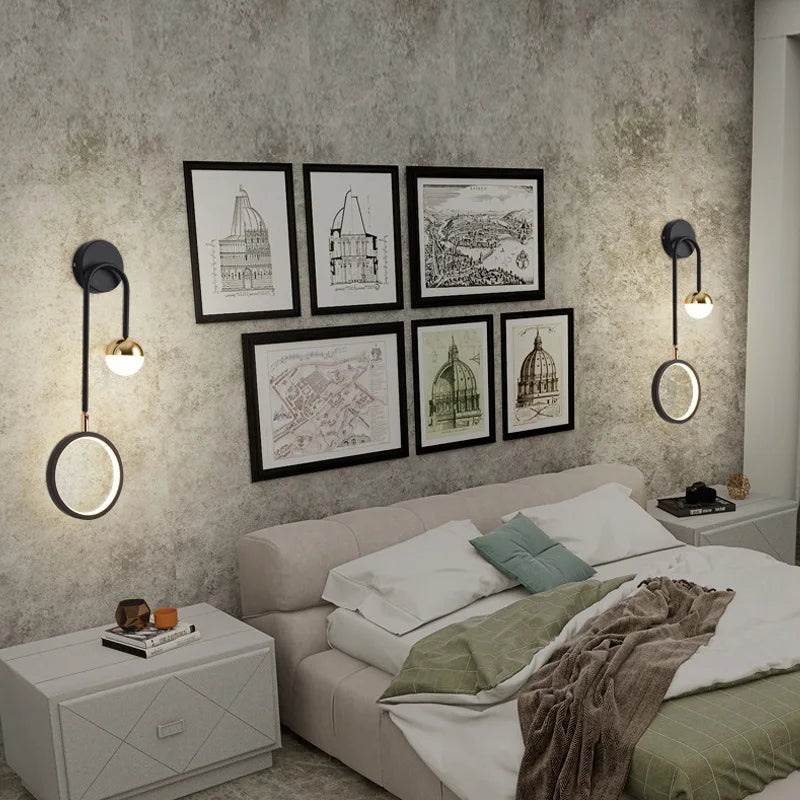 Round ball wall sconce black and gold finish detail | Casa Norex
