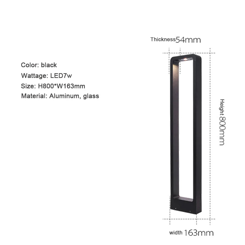 Close-up of frosted glass window on Solari Aluminum Garden Bollard Light | Casa Norex