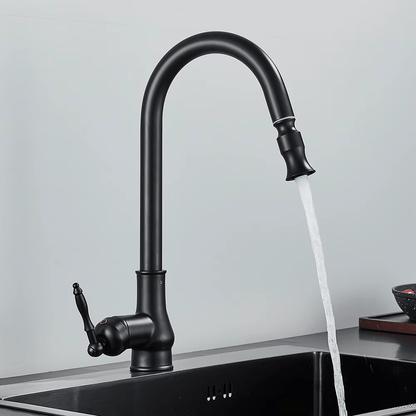 Amberleigh Antique Brass Pull-Down Kitchen Faucet — antique brass finish | Casa Norex