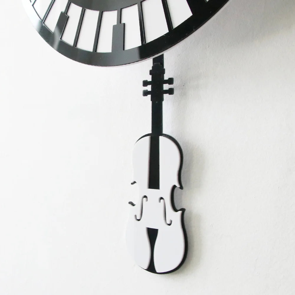 Piano & Violin Pendulum Wall Clock scale reference in a music studio setting — Casa Norex