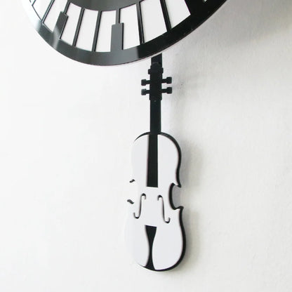 Piano & Violin Pendulum Wall Clock scale reference in a music studio setting — Casa Norex