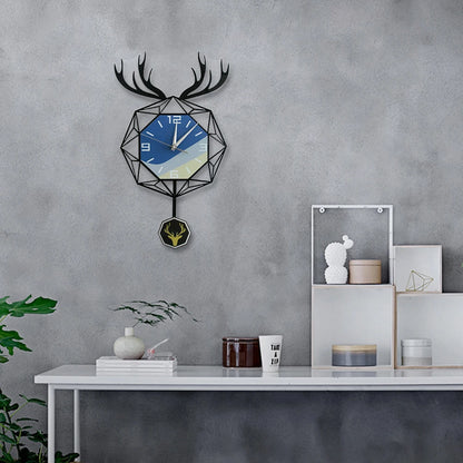 Deer Horn Pendulum Wall Clock scale reference on a living room wall — Casa Norex