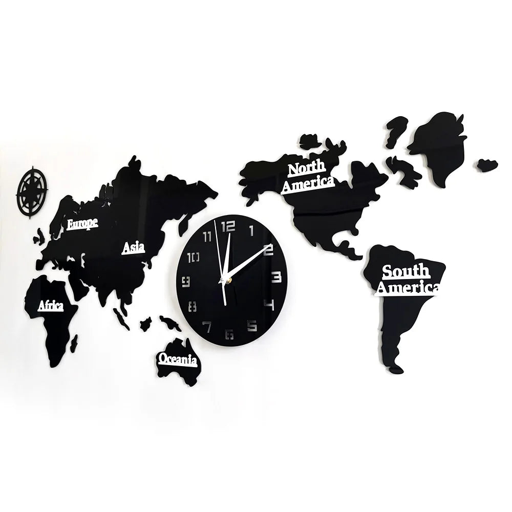 World Map Wall Clock scenic map detail close-up | Casa Norex