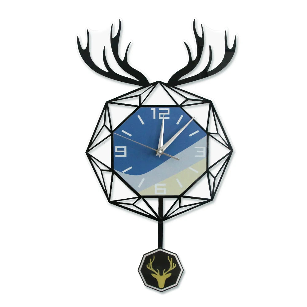 Deer Horn Pendulum Wall Clock — antler silhouette, 31x55cm | Casa Norex