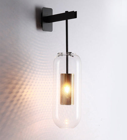 Ion wall sconce installed in hallway - warm patterned glow - Casa Norex