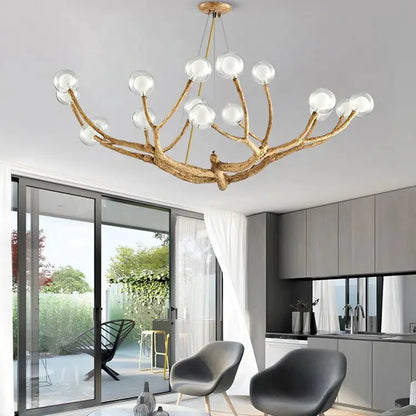 Close-up of LED bulbs on tree chandelier branches | Casa Norex