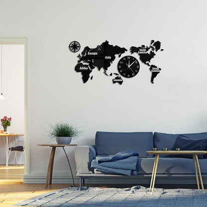 World Map Wall Clock quartz movement detail — Casa Norex