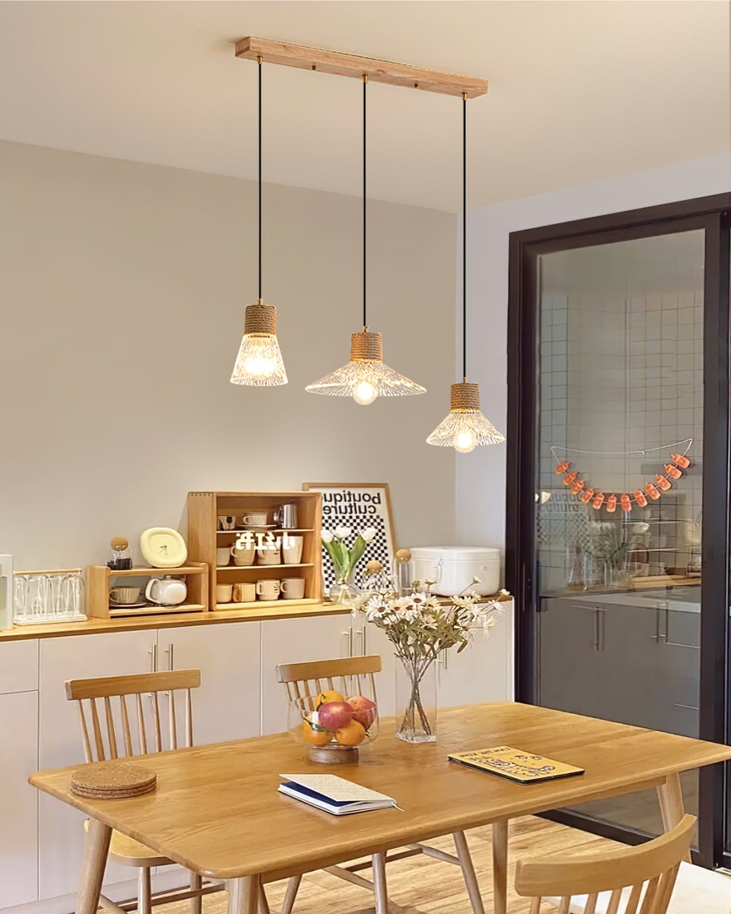 Hemp Rope Glass Pendant Lamp
