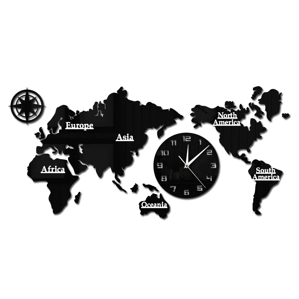 World Map Wall Clock — triangular 94x41cm acrylic | Casa Norex