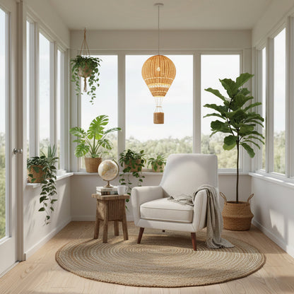 Hot Air Balloon Rattan Pendant Light