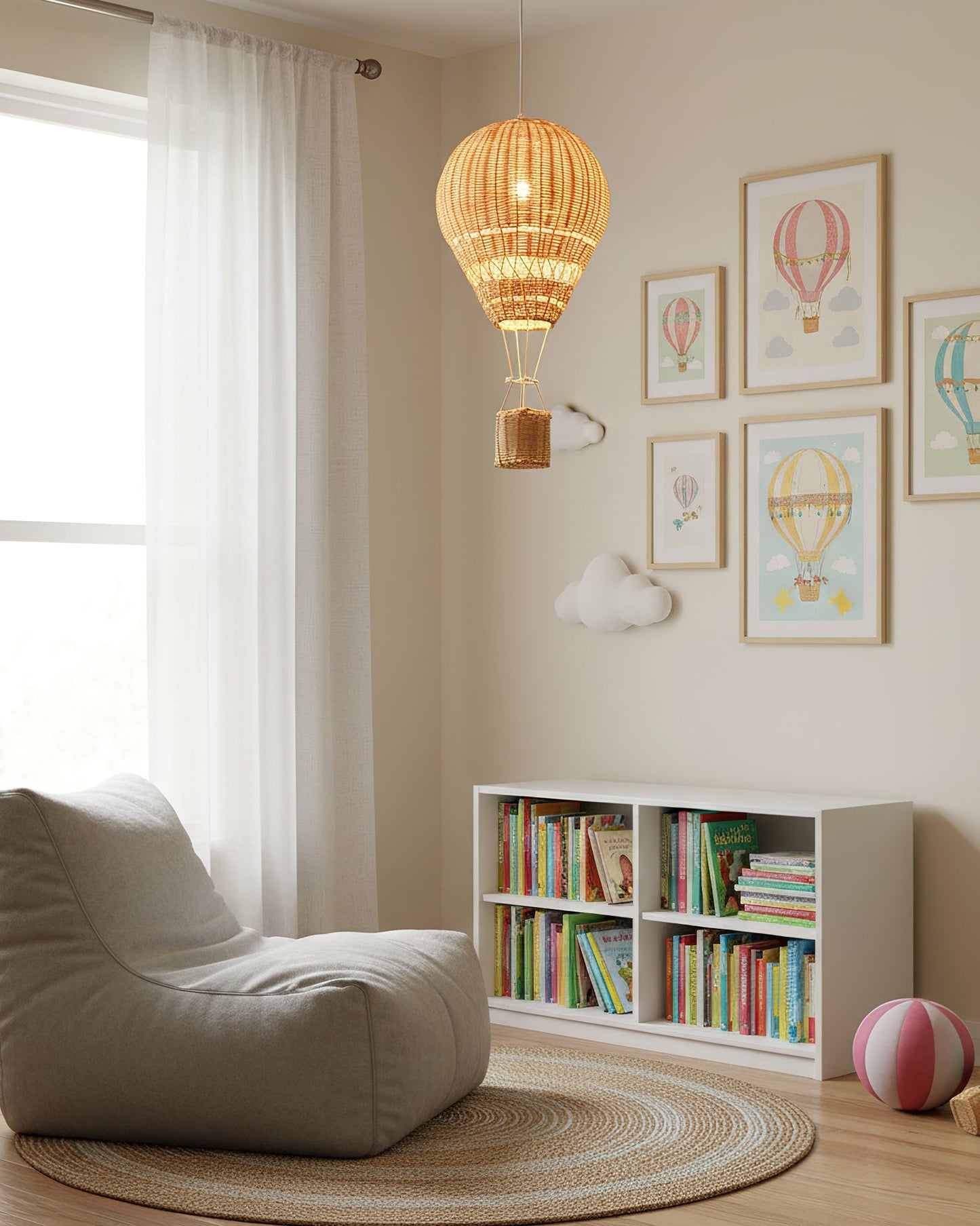 Hot Air Balloon Rattan Pendant Light
