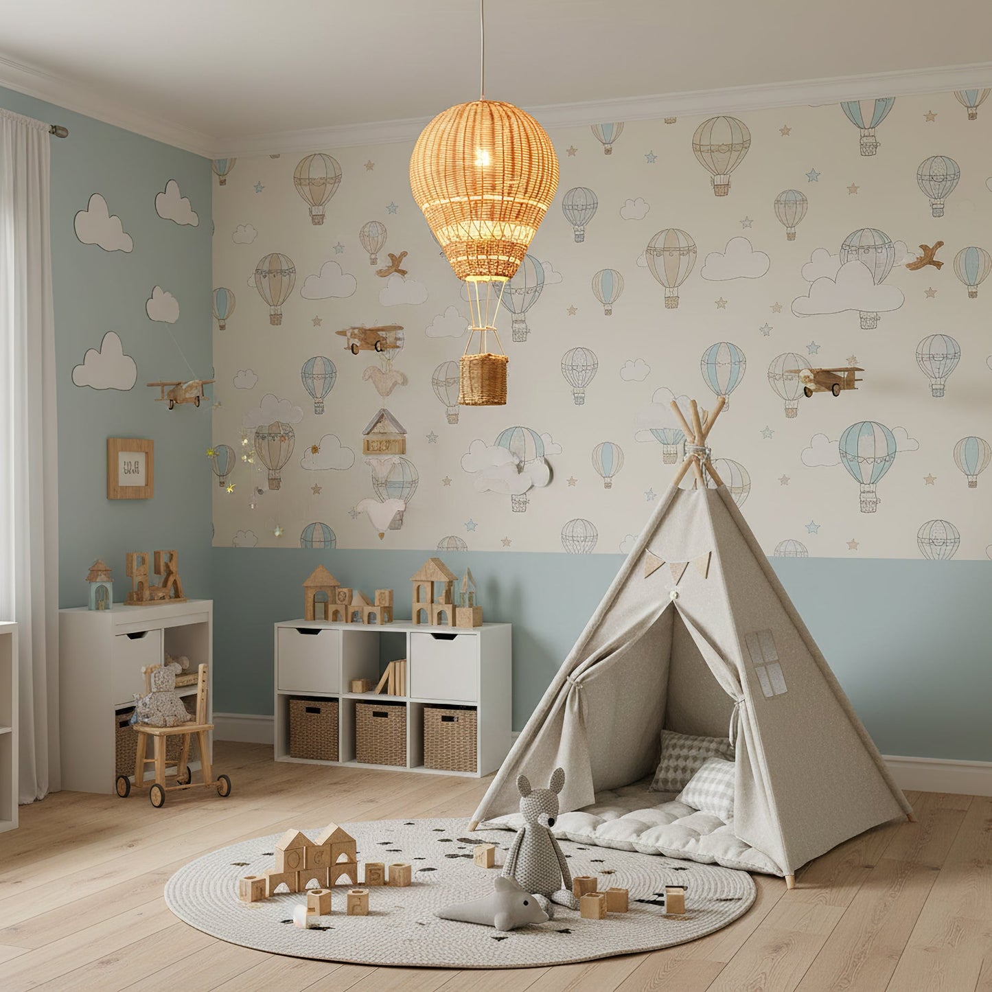 Hot Air Balloon Rattan Pendant Light