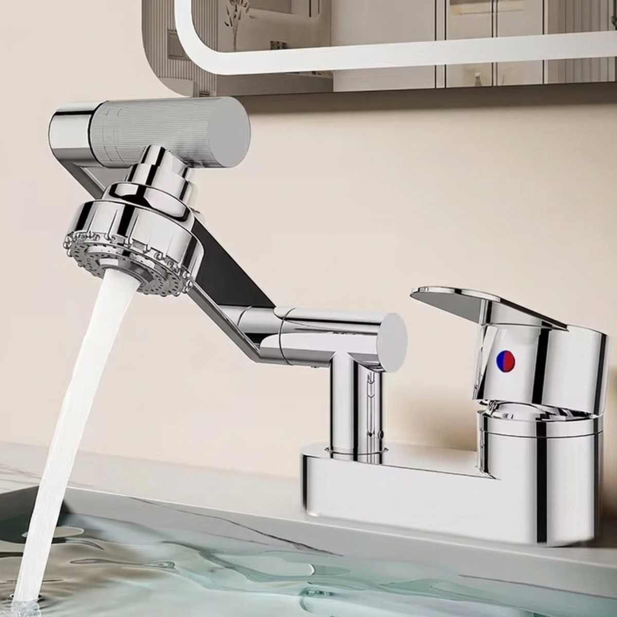 Rotaflow Bathroom Basin Faucet side profile — Black finish — Casa Norex