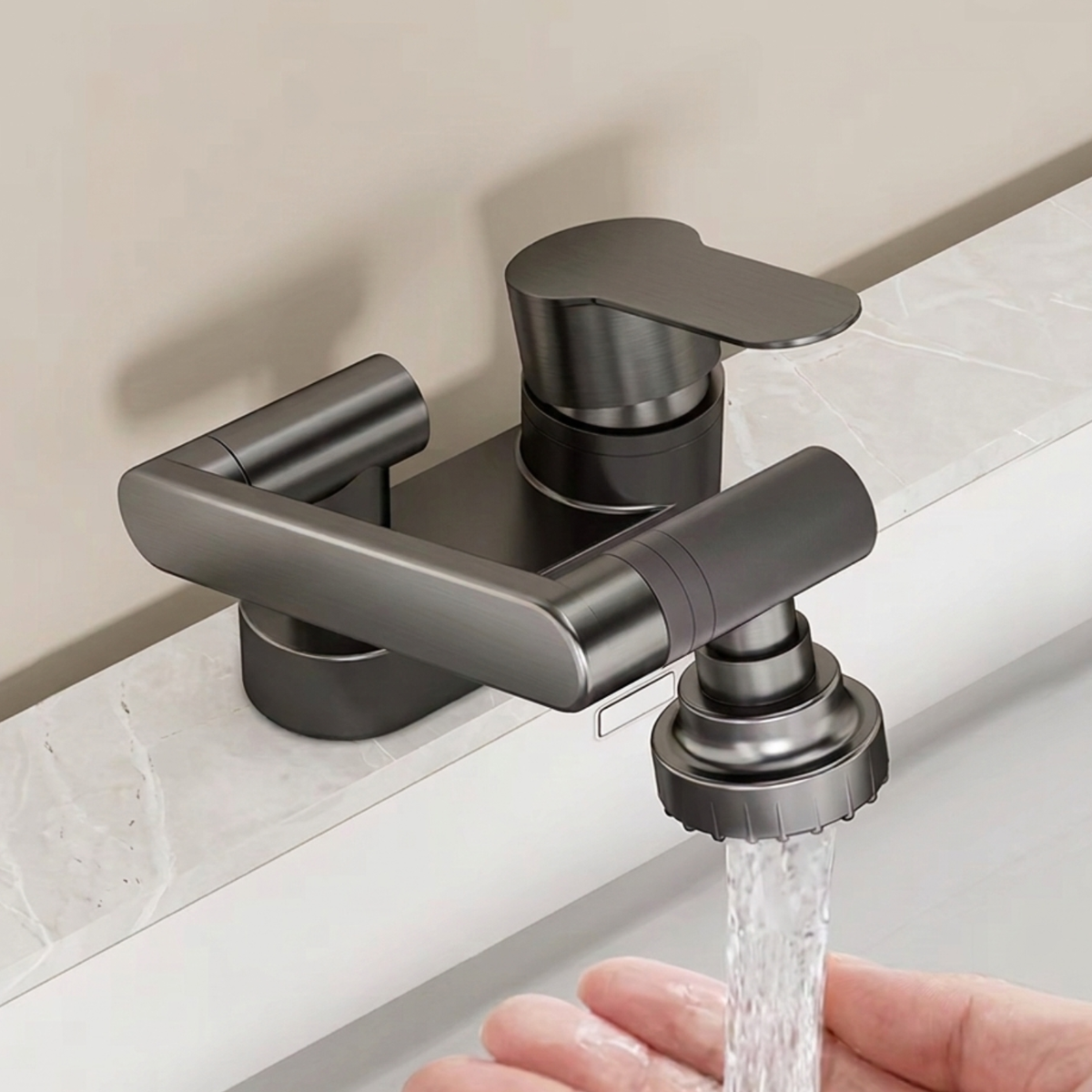 Rotaflow Bathroom Basin Faucet spout close-up — Black finish — Casa Norex