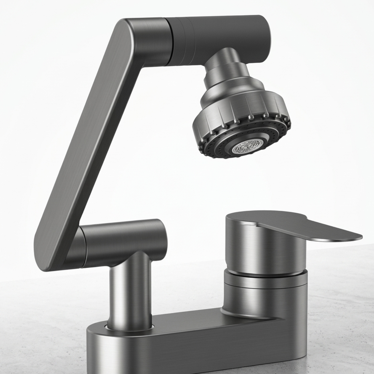 Rotaflow Bathroom Basin Faucet handle detail — Silver finish — Casa Norex