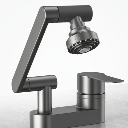 Rotaflow Bathroom Basin Faucet handle detail — Silver finish — Casa Norex