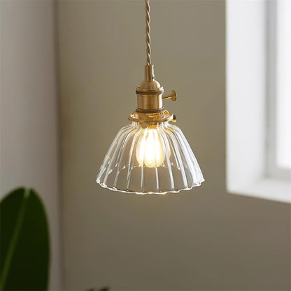 Close-up of fluted glass ridges on Jasmine pendant lamp | Casa Norex