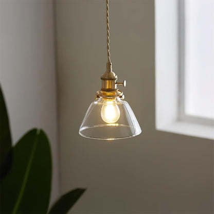 Jasmine glass pendant lamp — brass finish with clear glass shade | Casa Norex