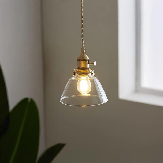Jasmine glass pendant lamp — brass finish with clear glass shade | Casa Norex