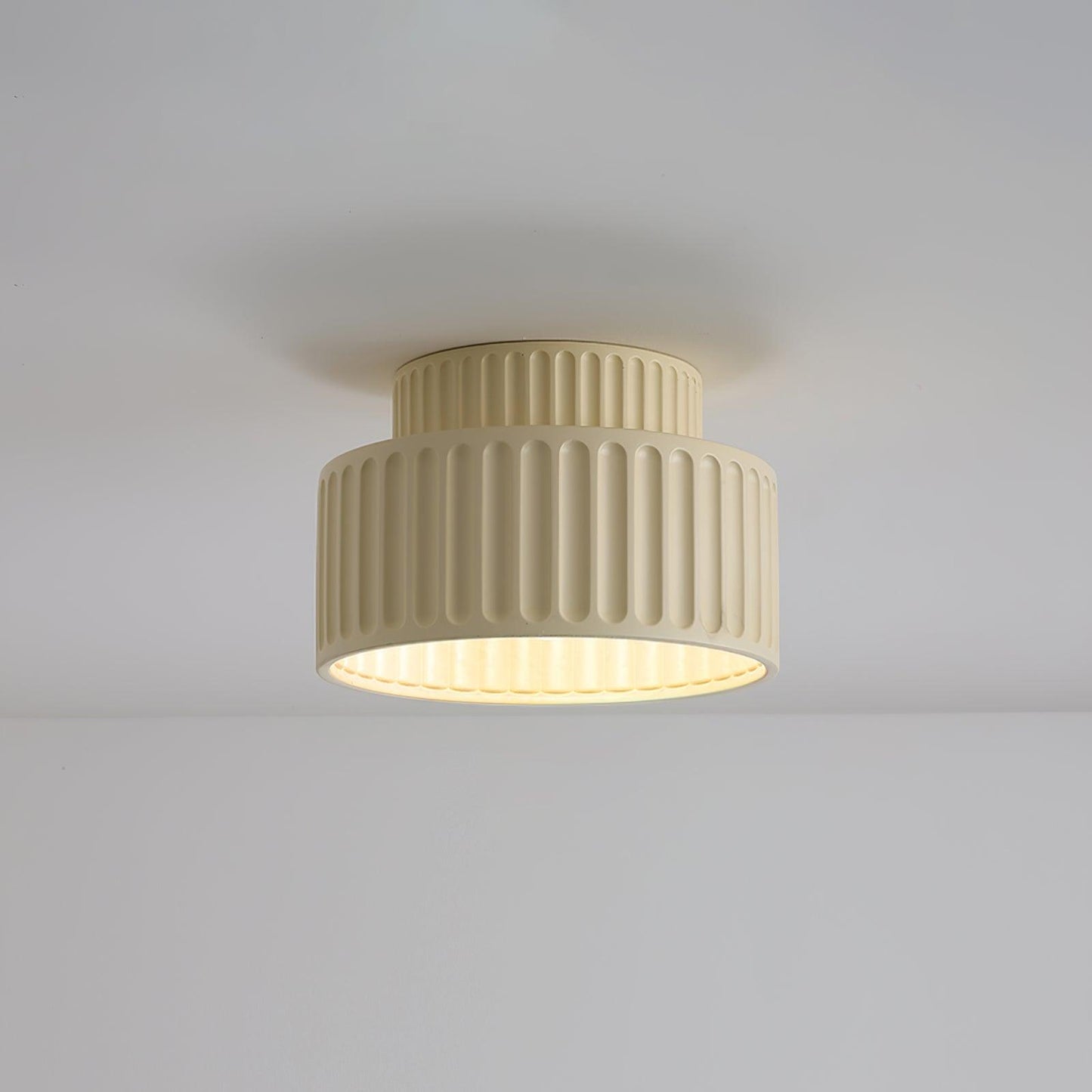 Pleated acrylic shade detail - Kami resin ceiling lamp by Casa Norex