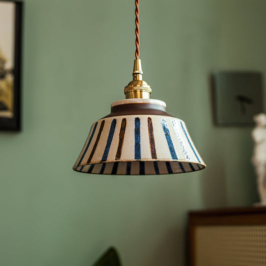 Pendant lamp in dining room setting — blue ceramic glow | Casa Norex